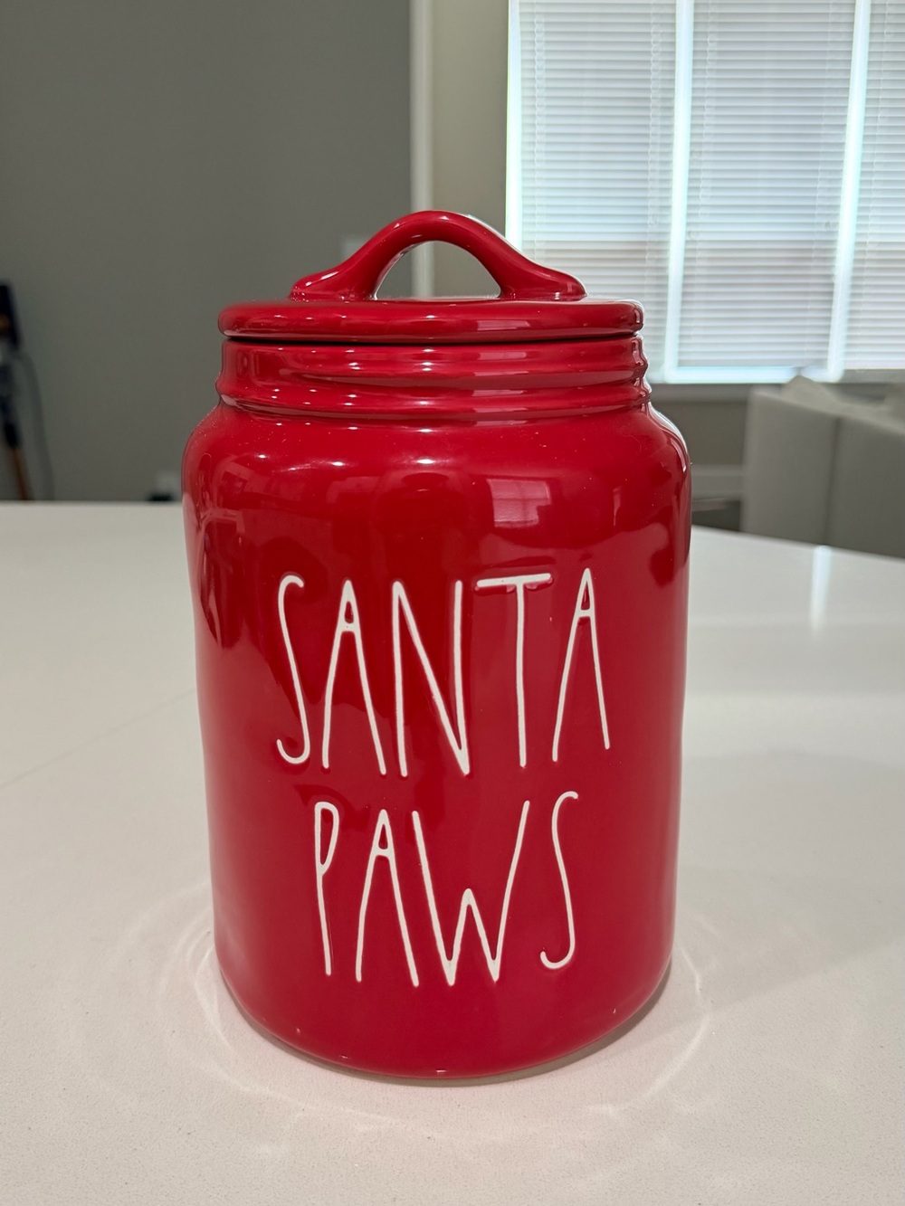 Rae Dunn Red 'Santa Paws' Ceramic Canister